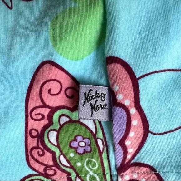 Nick & Nora Sleepshirt Nightgown Butterflies Blue Long Sleeve Pockets Size Large - Picture 9 of 10